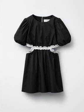 Zara Black Mini Dress with White Ruffle Waist